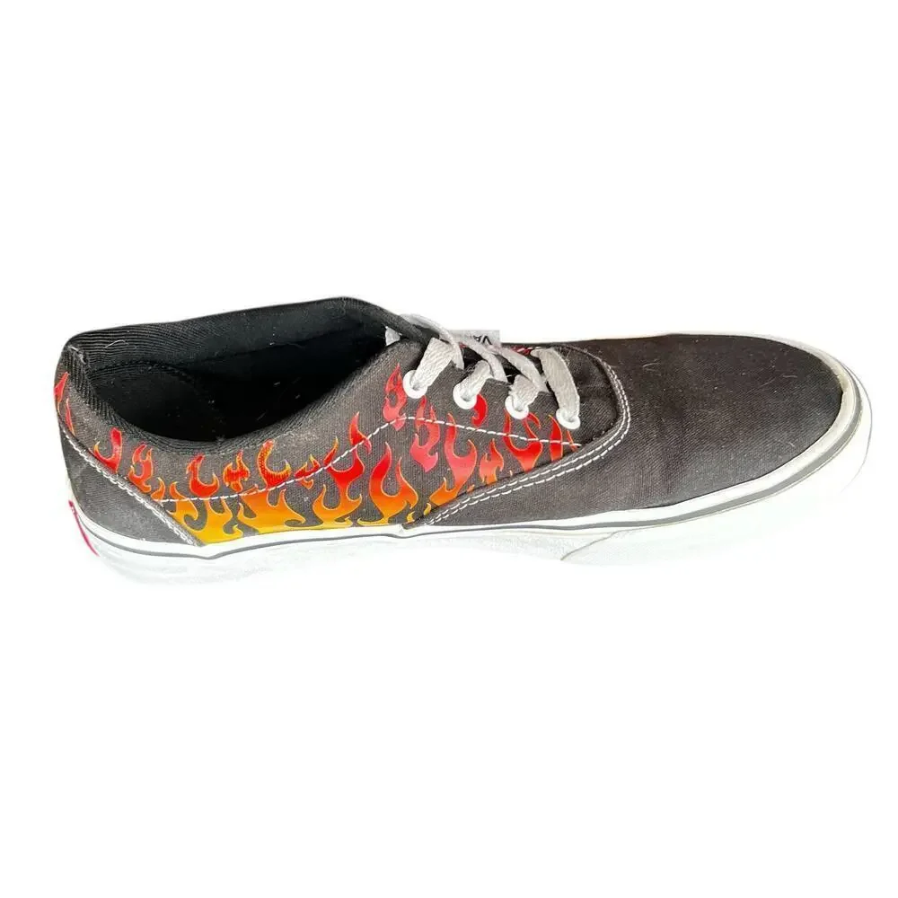 VANS Doheny Flames Fire Black canvas Y2K SK8 skate Streetwear youth size 6